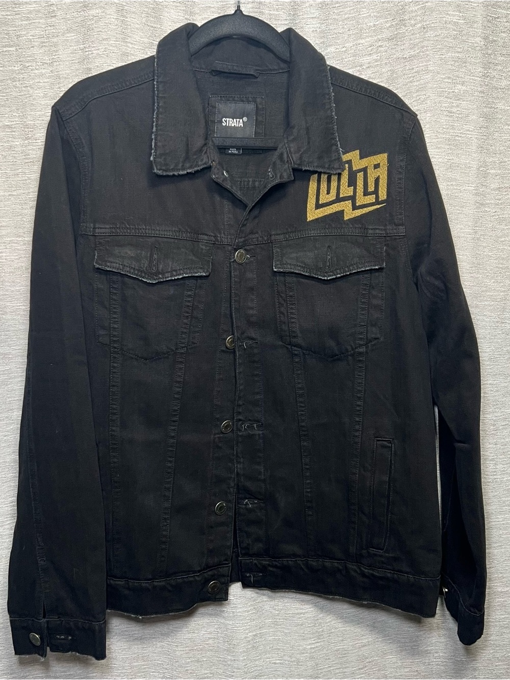 Strata Lollapalooza World Tour Black Denim Jacket XL Graphic Trucker Streetwear - Picture 6 of 15